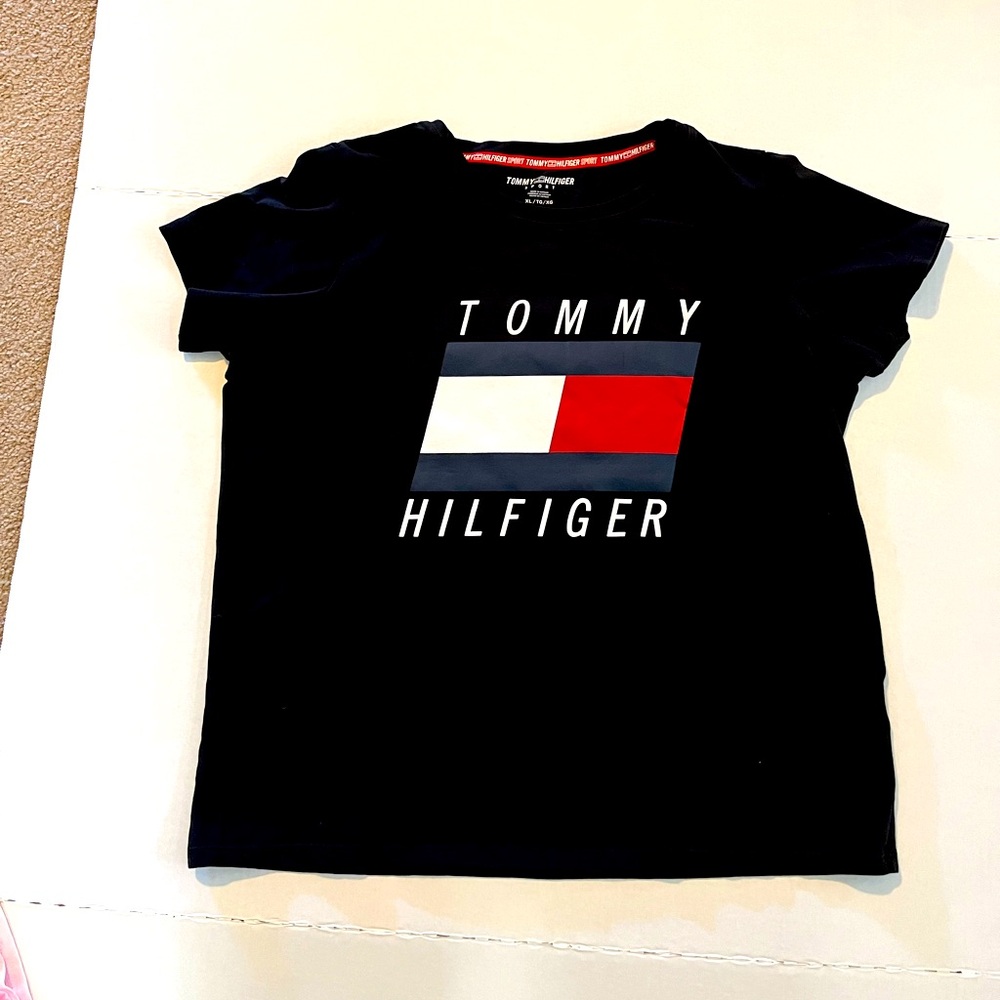 Tommy Hilfiger black shirt sleeve shirt.